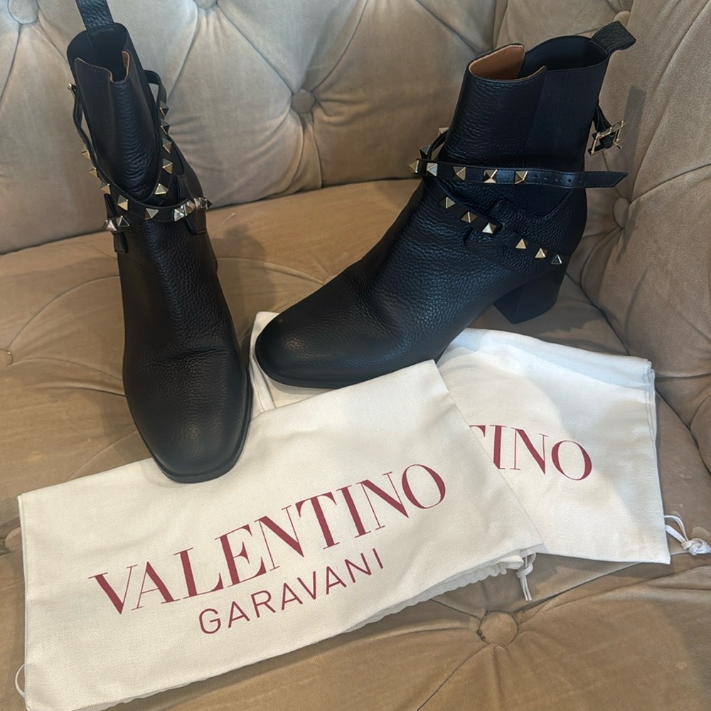 Valentino Black Rockstud Booties